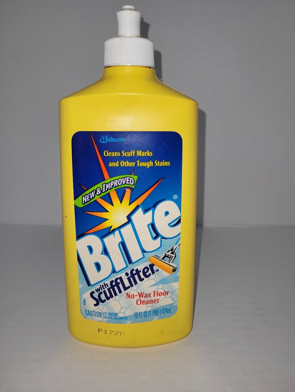 Vintage 1988 BRITE No-Wax Floor Cleaner With Scufflifter 16oz, 85% Or More Full